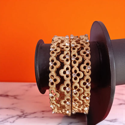 Fancy Gold Plated Bangles – Elegant Jewelry Set of 4