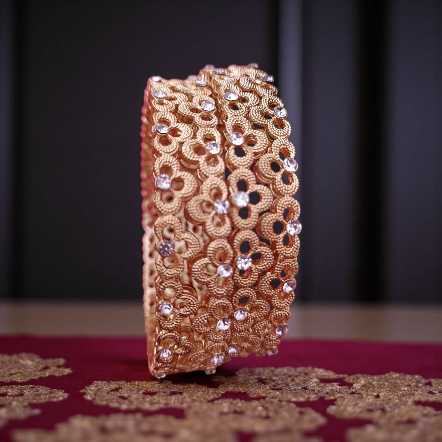 Fancy Gold Plated Bangles – Elegant Jewelry Set of 4