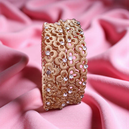 Fancy Gold Plated Bangles – Elegant Jewelry Set of 4