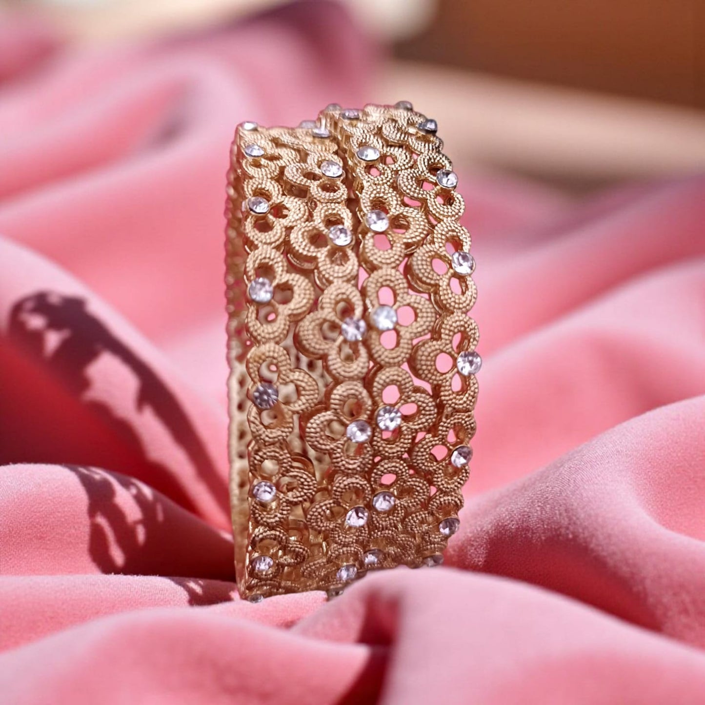 Fancy Gold Plated Bangles – Elegant Jewelry Set of 4