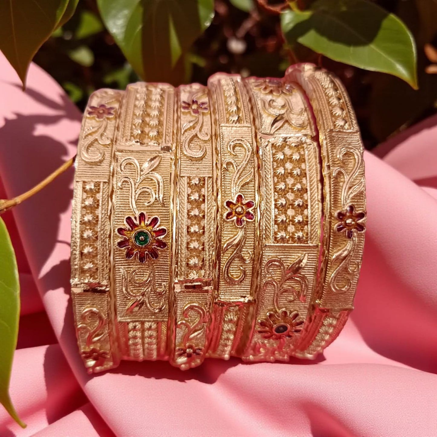 Elegant Gold Designer Bangles - 6 Pieces