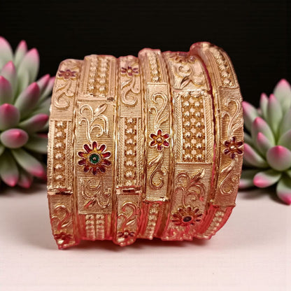 Elegant Gold Designer Bangles - 6 Pieces