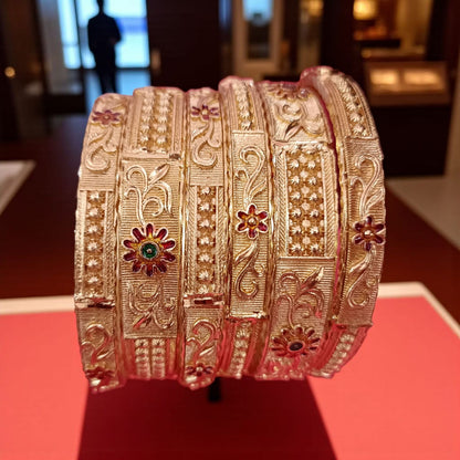 Elegant Gold Designer Bangles - 6 Pieces