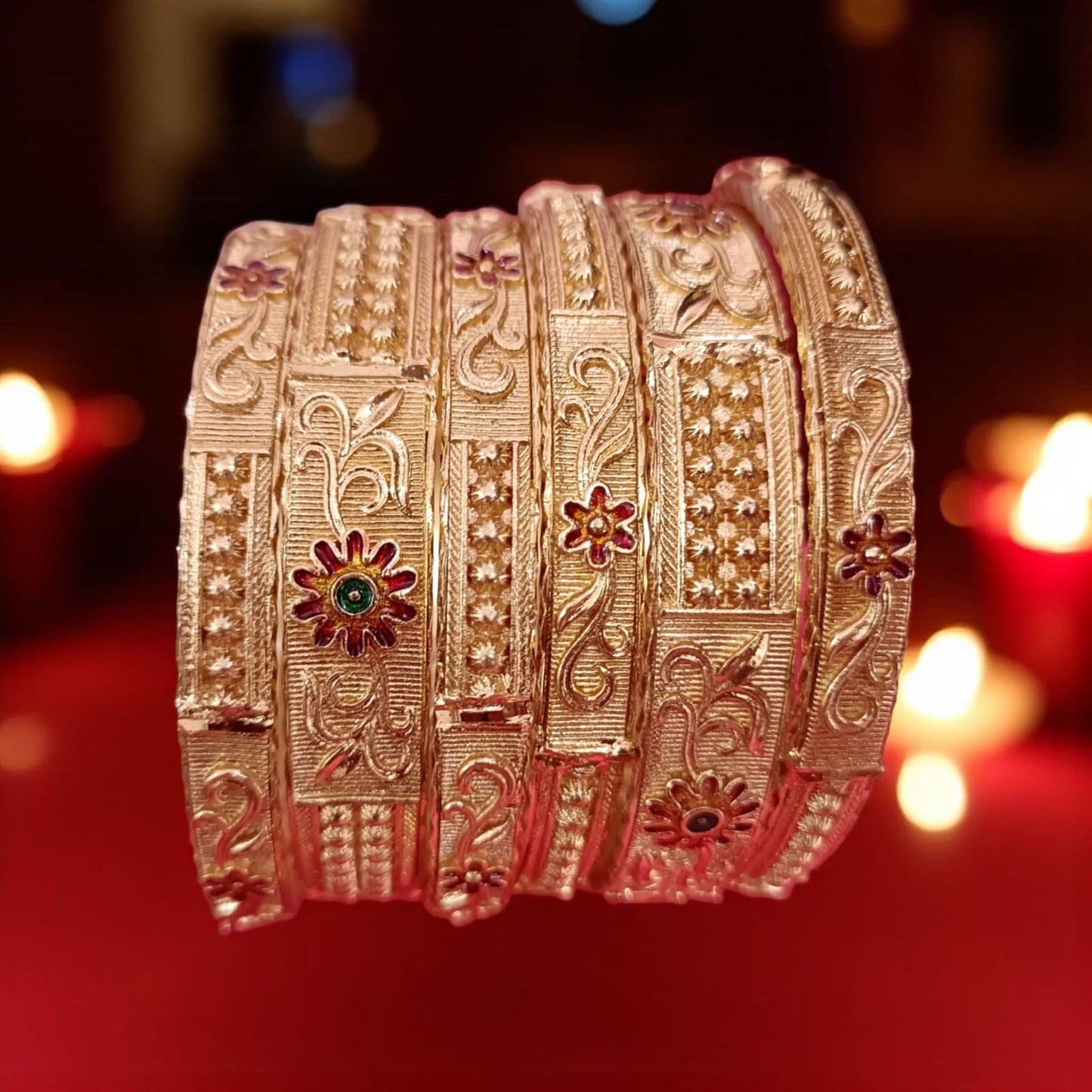 Elegant Gold Designer Bangles - 6 Pieces