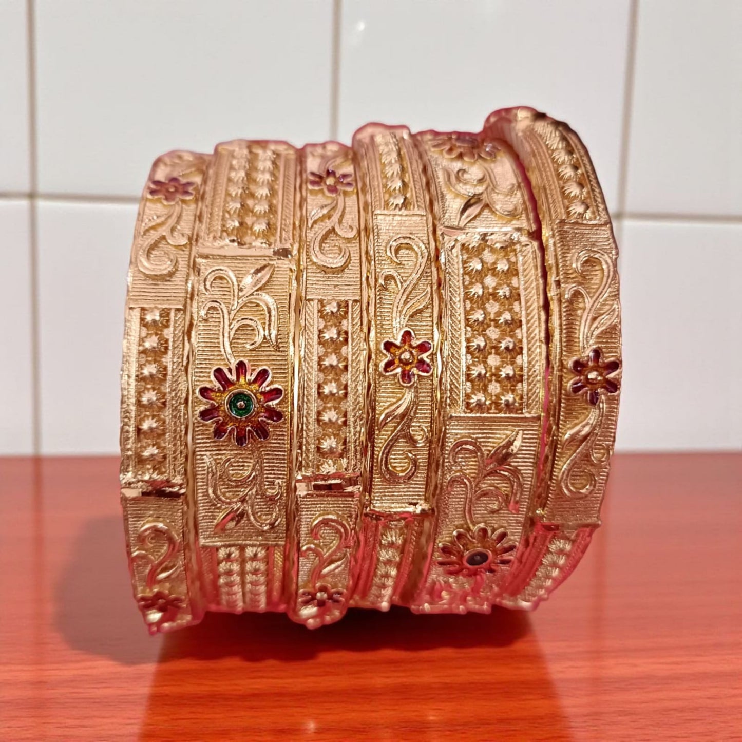 Elegant Gold Designer Bangles - 6 Pieces