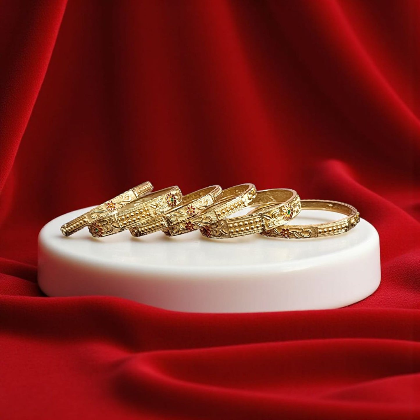 Elegant Gold Designer Bangles - 6 Pieces