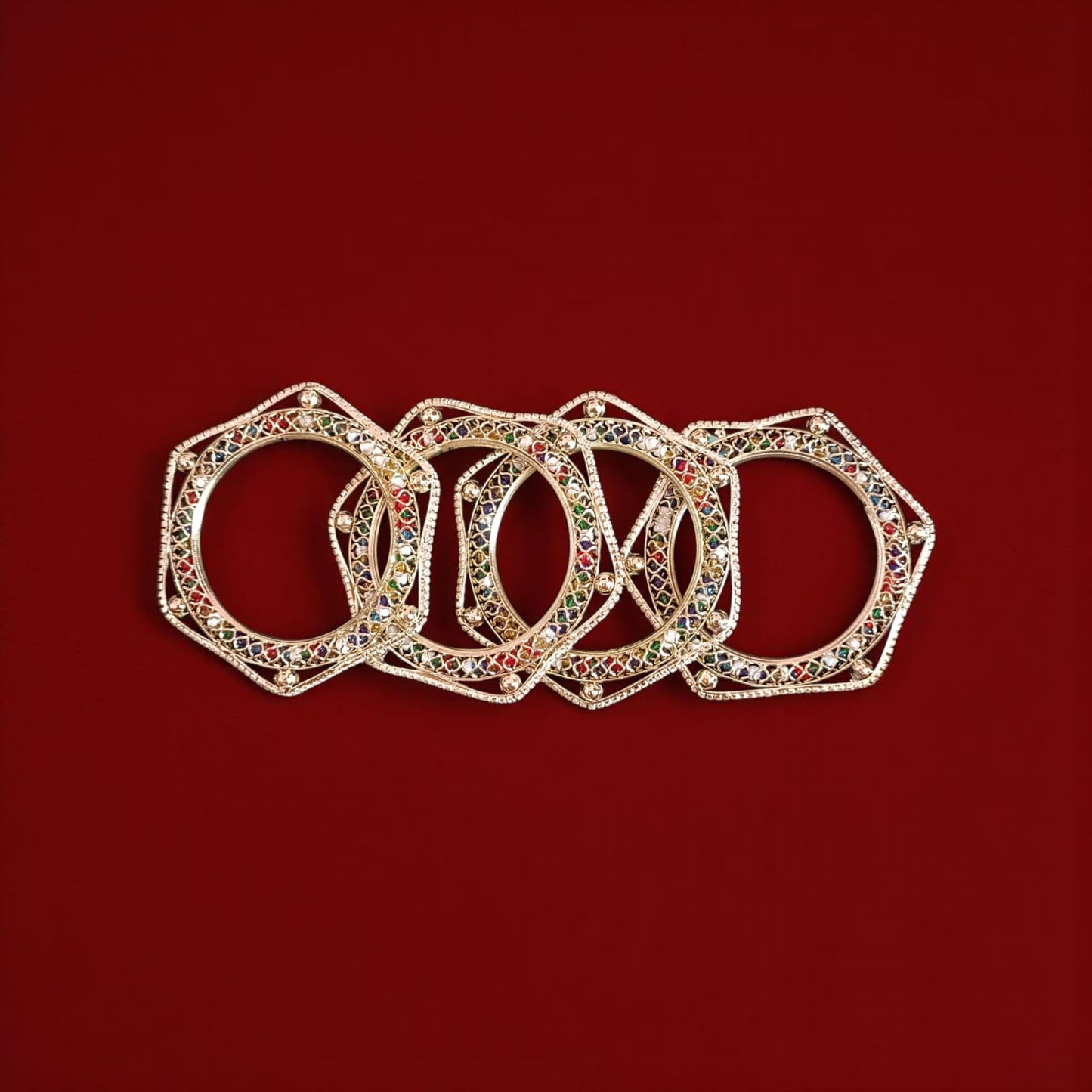 Festive Gold Designer Bangles – 4 Piece Jewelry Set