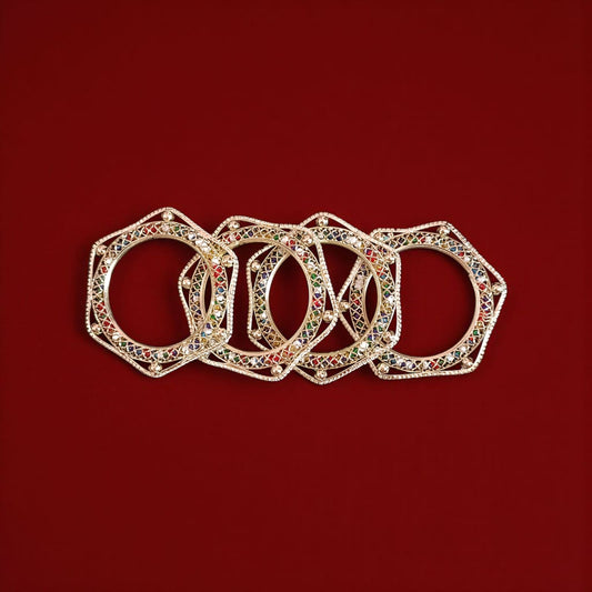 Festive Gold Designer Bangles – 4 Piece Jewelry Set