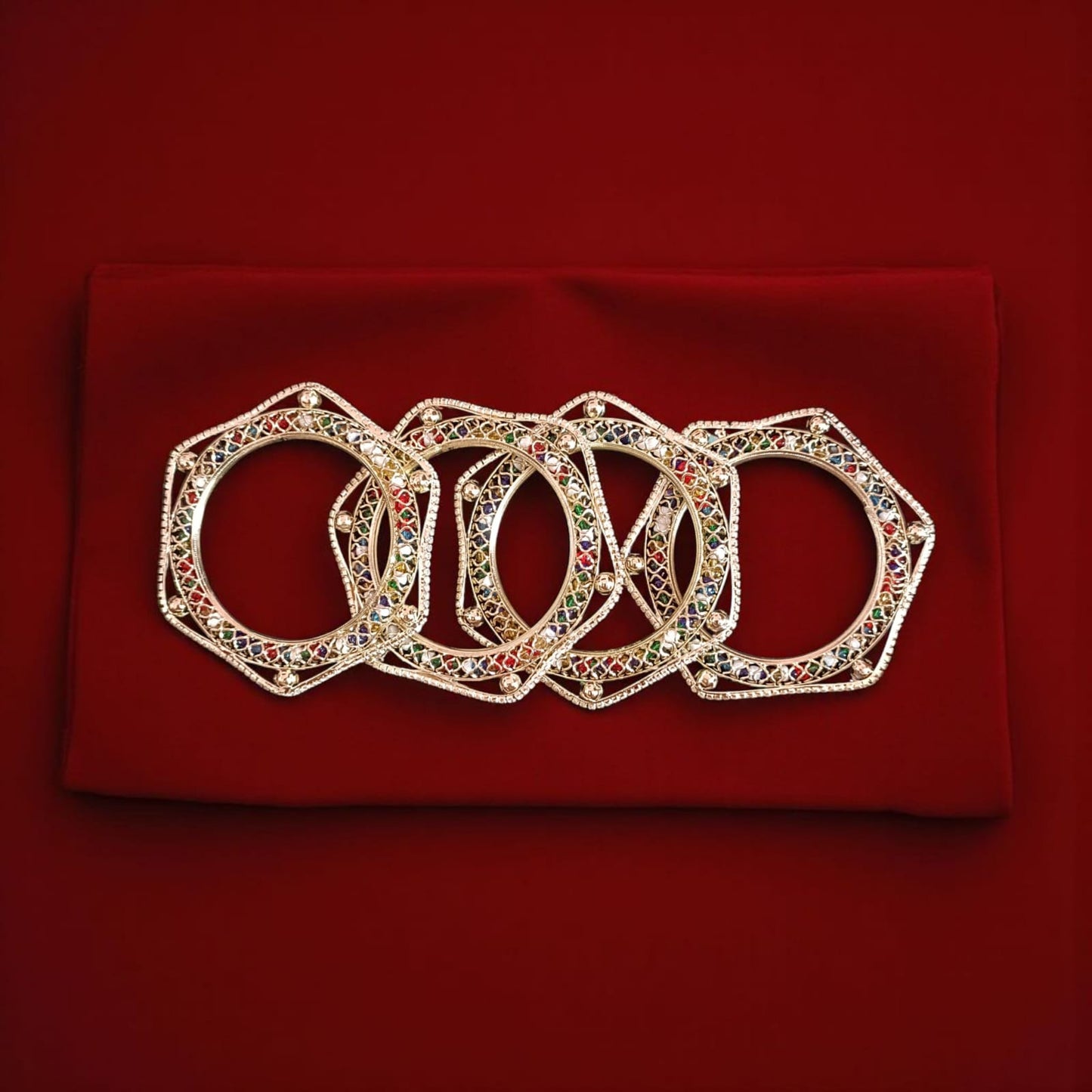 Festive Gold Designer Bangles – 4 Piece Jewelry Set