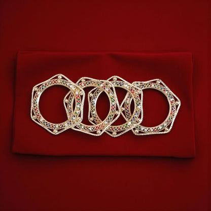 Festive Gold Designer Bangles – 4 Piece Jewelry Set