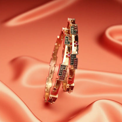 Gold Designer Bangles – 2 Piece Jewelry Set
