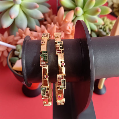 Gold Designer Bangles – 2 Piece Jewelry Set