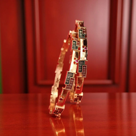 Gold Designer Bangles – 2 Piece Jewelry Set
