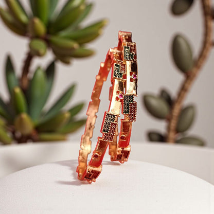 Gold Designer Bangles – 2 Piece Jewelry Set