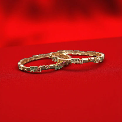 Gold Designer Bangles – 2 Piece Jewelry Set
