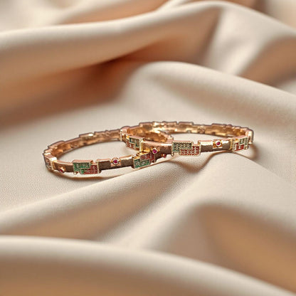 Gold Designer Bangles – 2 Piece Jewelry Set