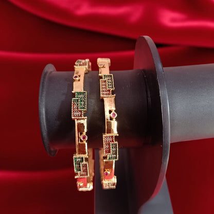 Gold Designer Bangles – 2 Piece Jewelry Set