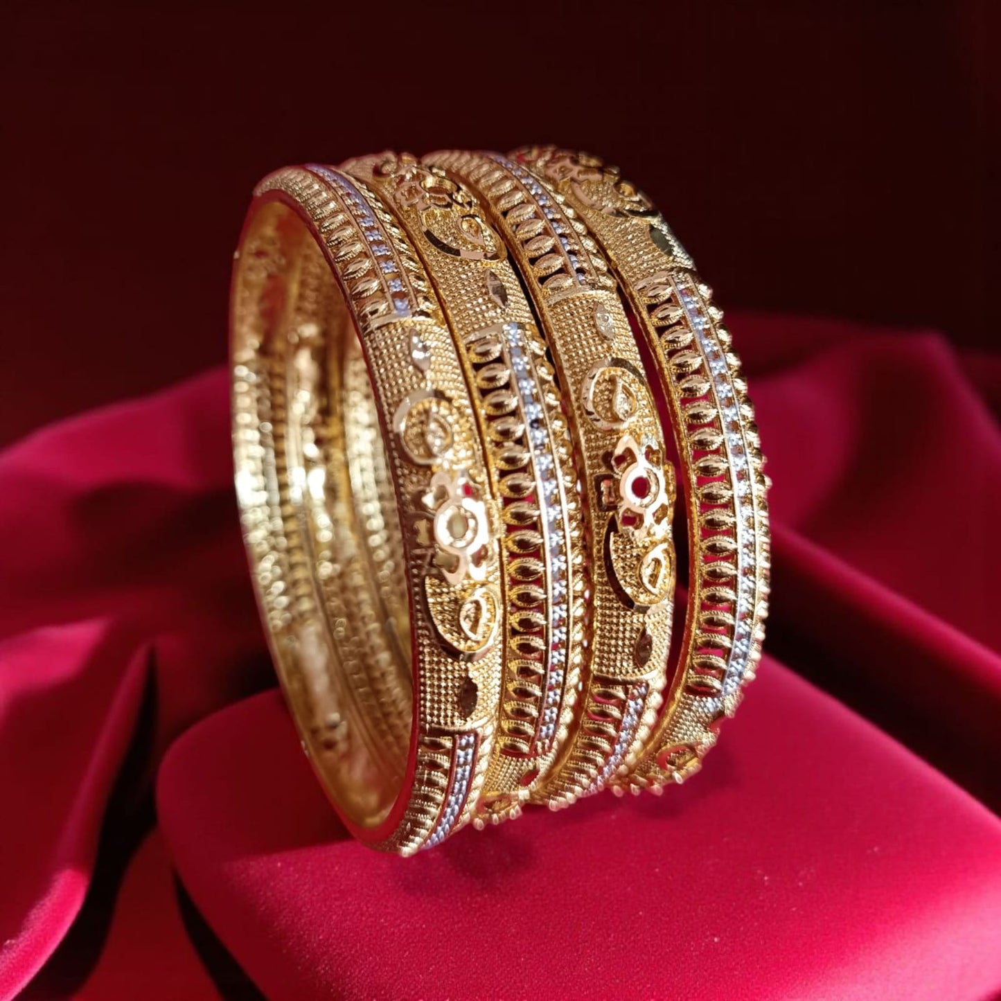 Traditional Gold Plated Indian Bangles - 4 Pieces