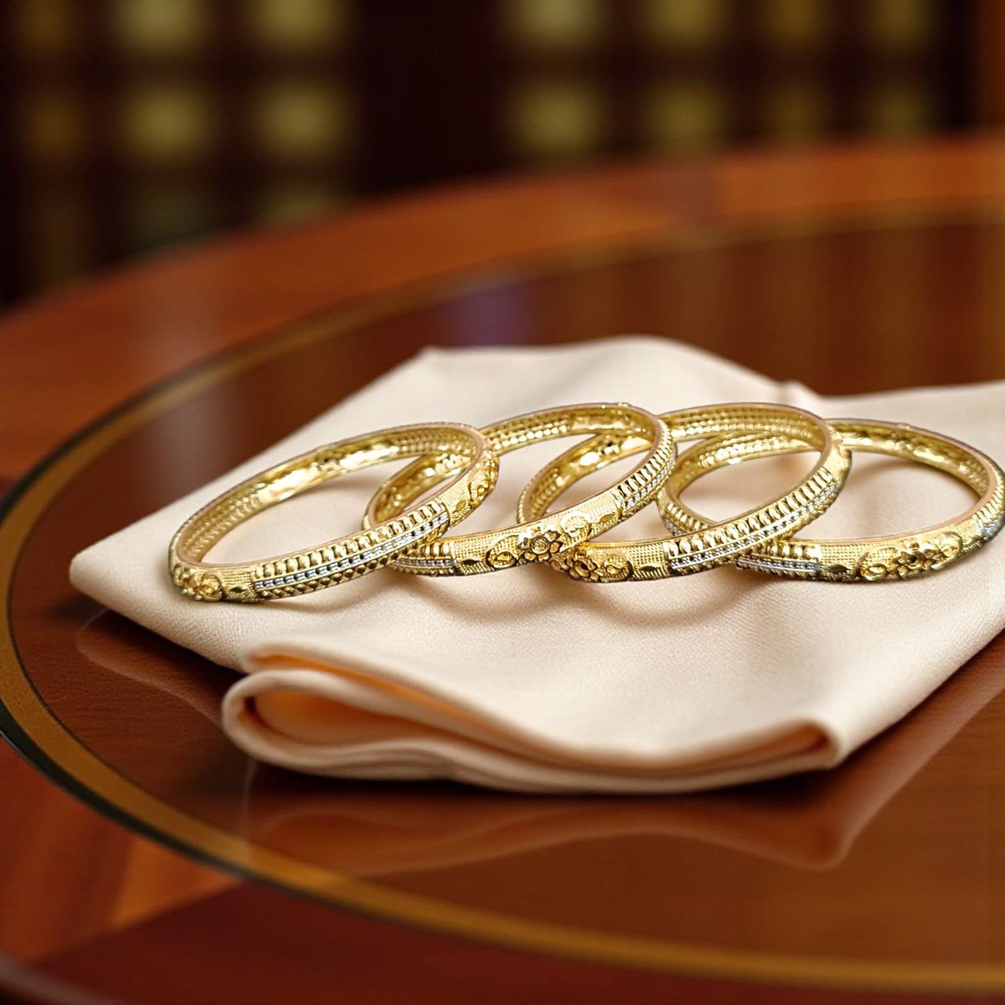 Traditional Gold Plated Indian Bangles - 4 Pieces