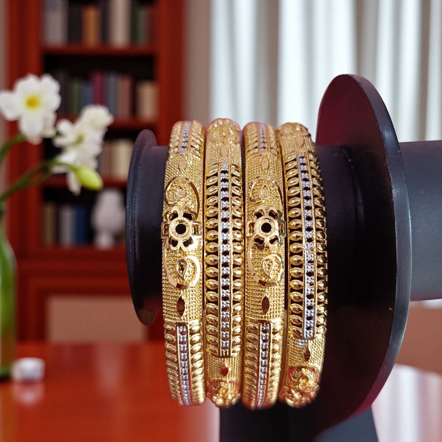 Traditional Gold Plated Indian Bangles - 4 Pieces