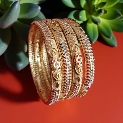 Traditional Gold Plated Indian Bangles - 4 Pieces