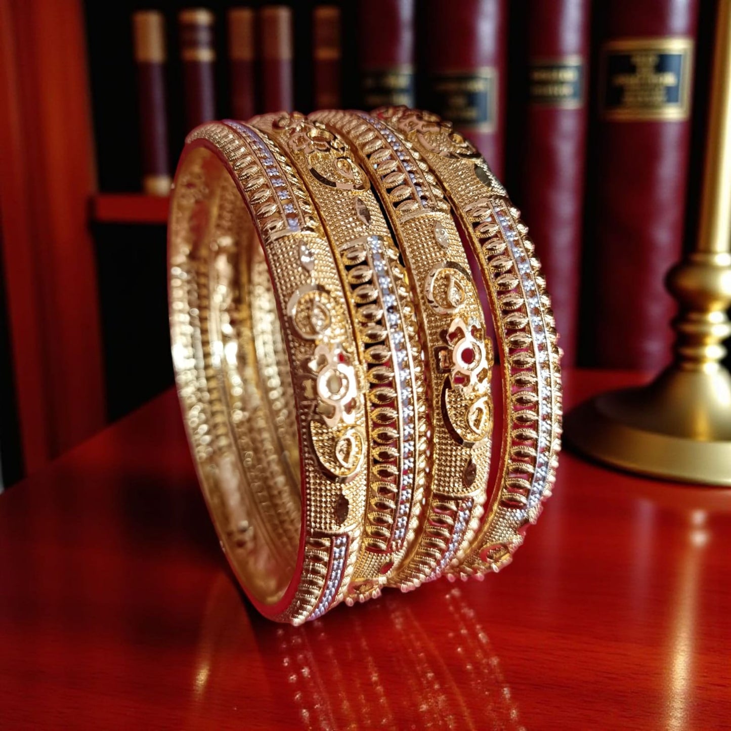 Traditional Gold Plated Indian Bangles - 4 Pieces