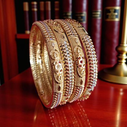Traditional Gold Plated Indian Bangles - 4 Pieces