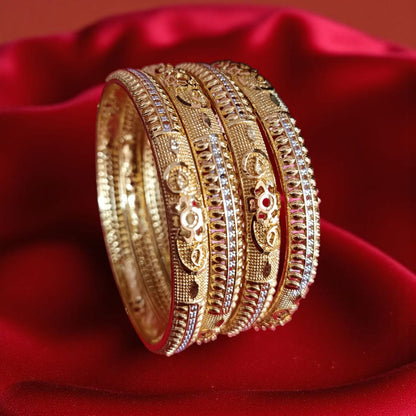 Traditional Gold Plated Indian Bangles - 4 Pieces