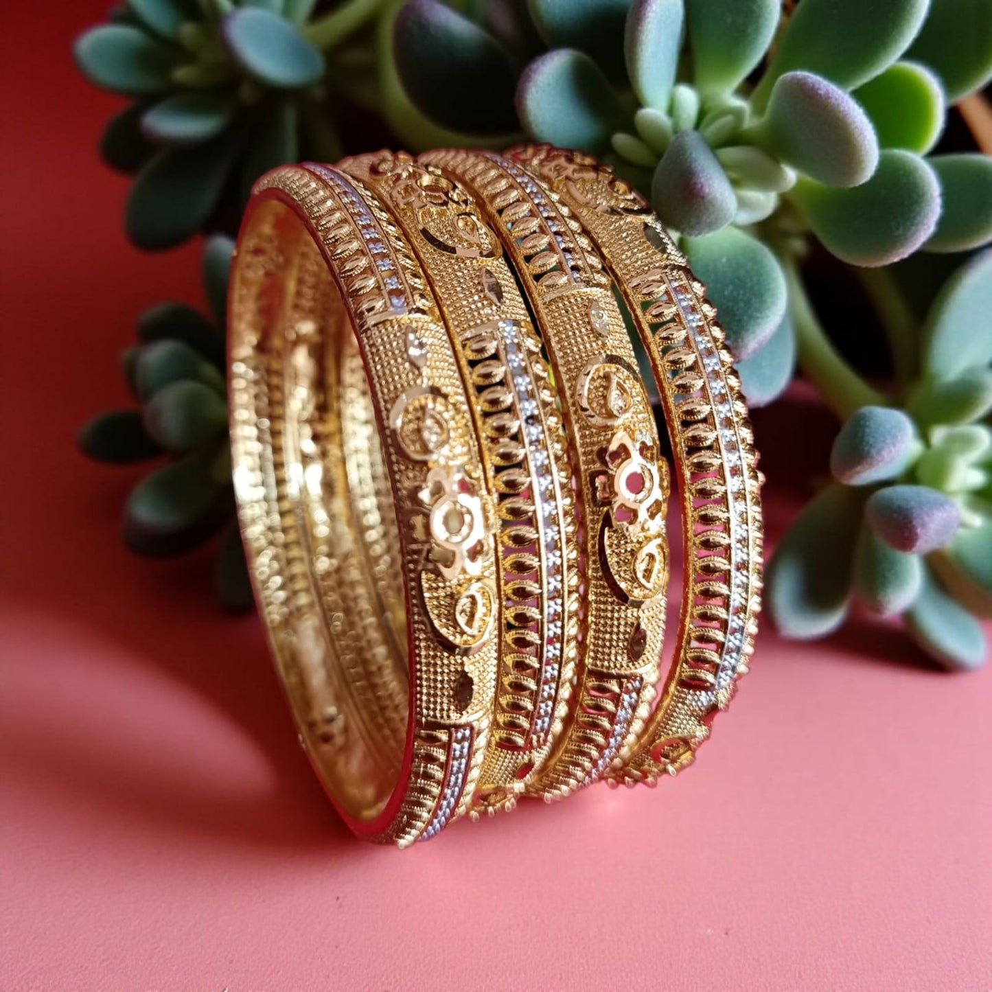 Traditional Gold Plated Indian Bangles - 4 Pieces