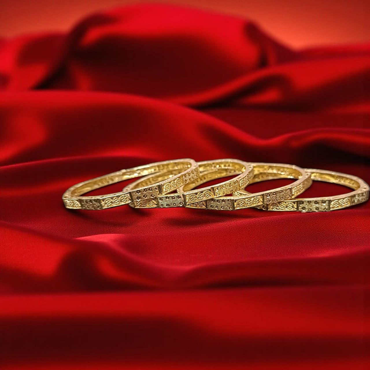 Traditional Gold Plated Indian Bangles - 4 Pieces