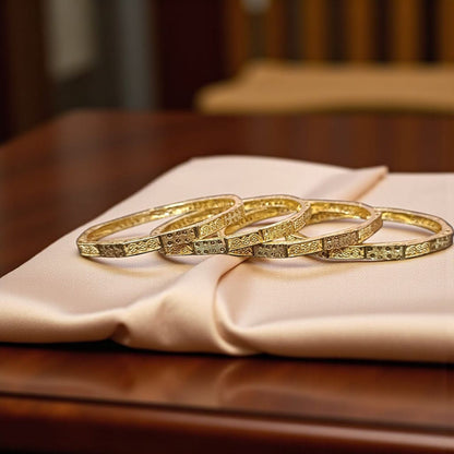Traditional Gold Plated Indian Bangles - 4 Pieces