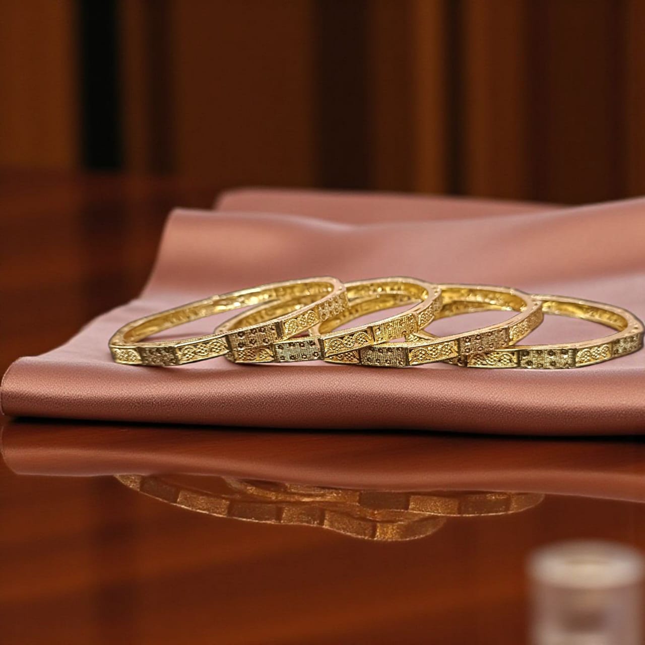 Traditional Gold Plated Indian Bangles - 4 Pieces