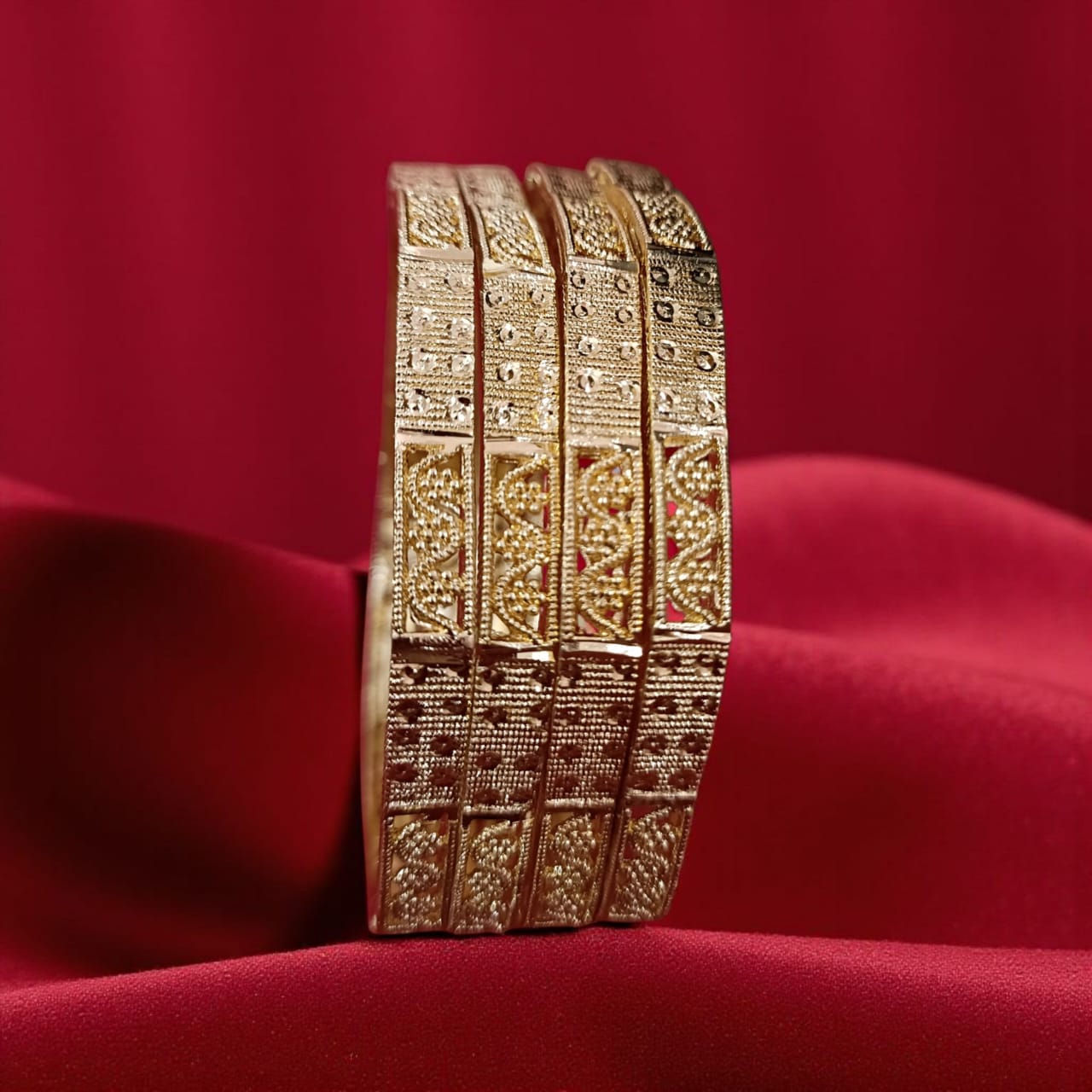Traditional Gold Plated Indian Bangles - 4 Pieces