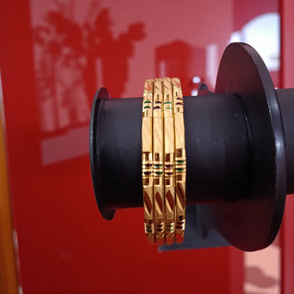 Combo of 3 Pairs Gold-Plated Designer Bangles (4 Bangles in Each Pair) – Traditional & Elegant
