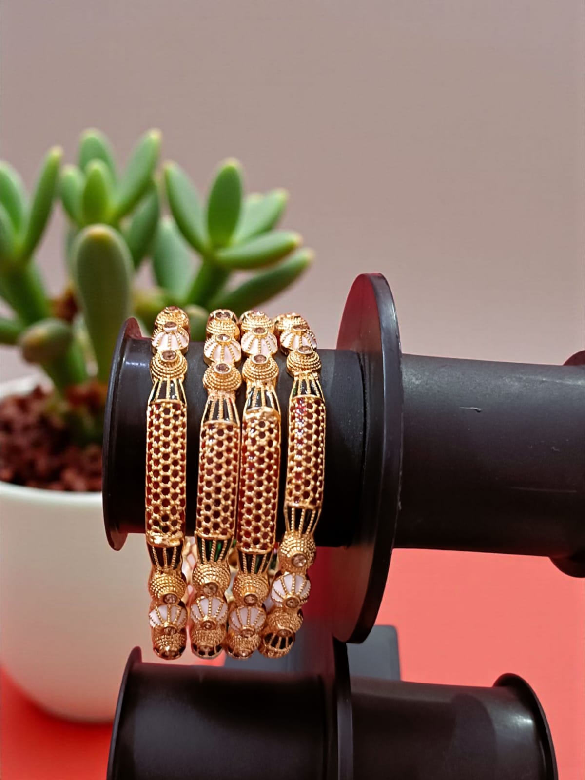 Elegant Gold Plated Bangles for Women – Set of 4