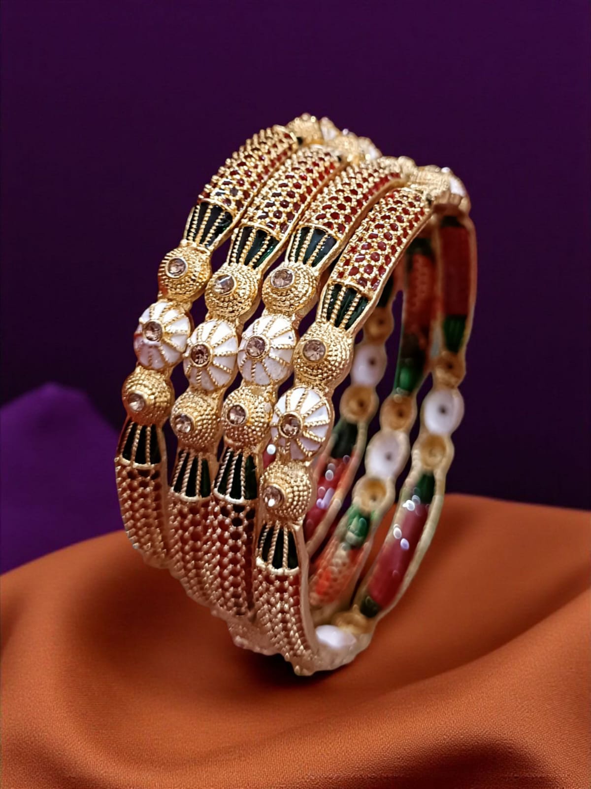 Elegant Gold Plated Bangles for Women – Set of 4