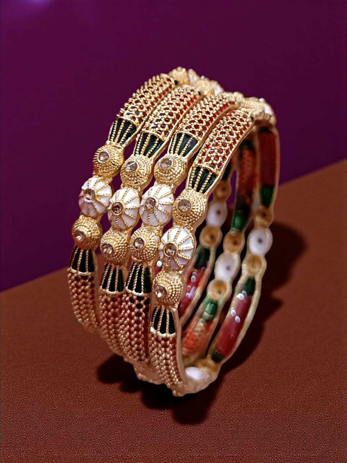 Elegant Gold Plated Bangles for Women – Set of 4