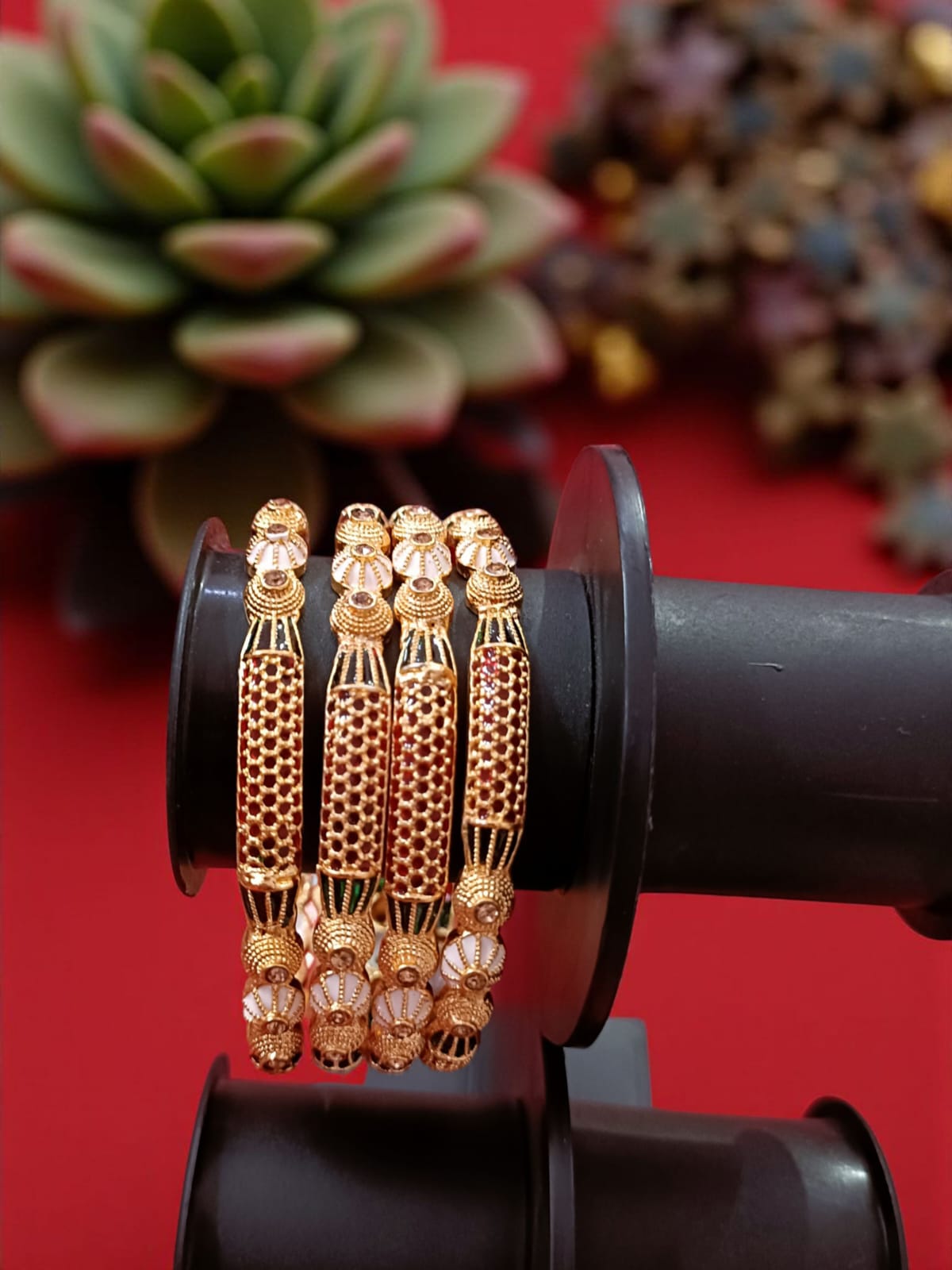 Elegant Gold Plated Bangles for Women – Set of 4