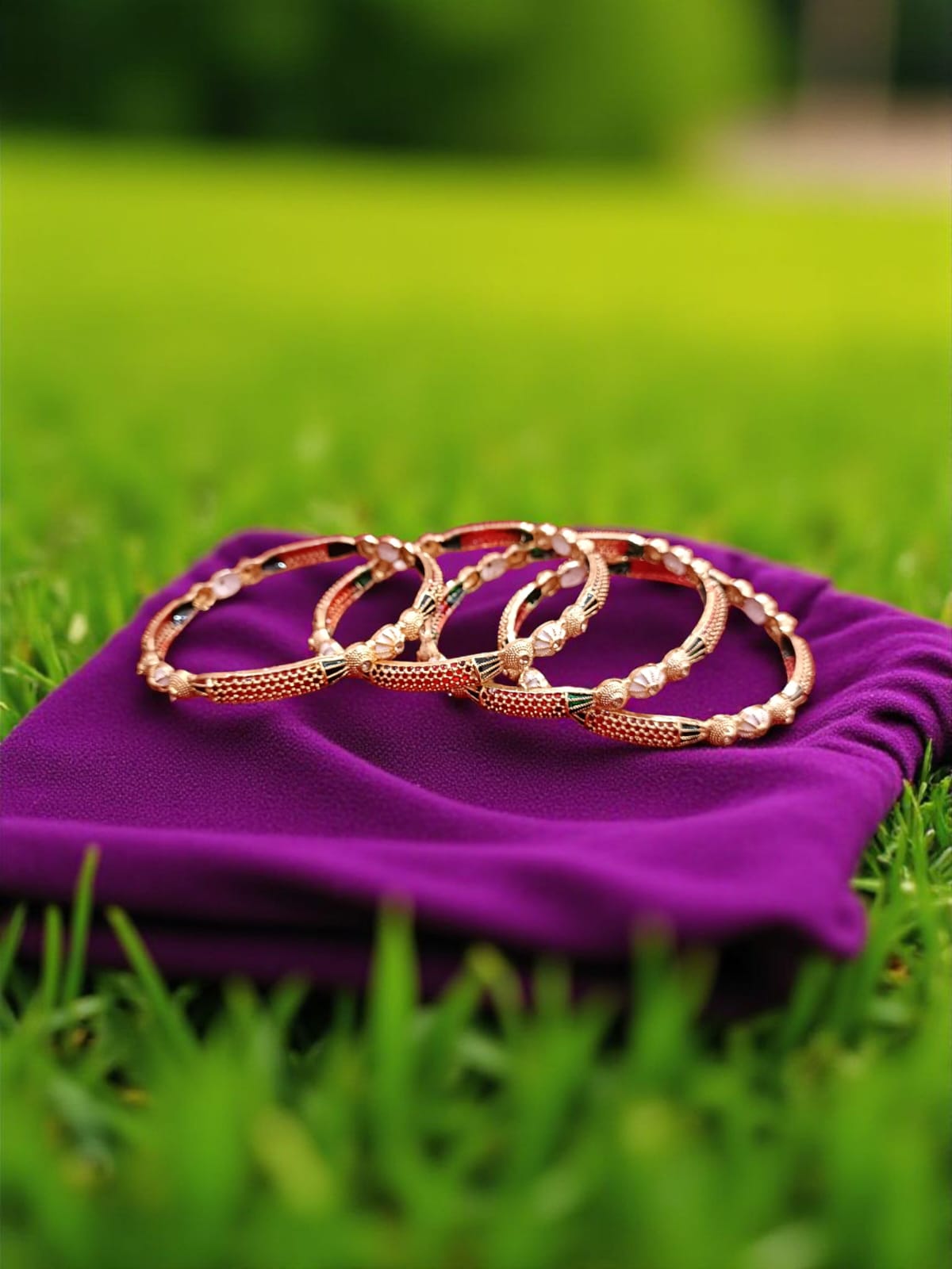 Elegant Gold Plated Bangles for Women – Set of 4