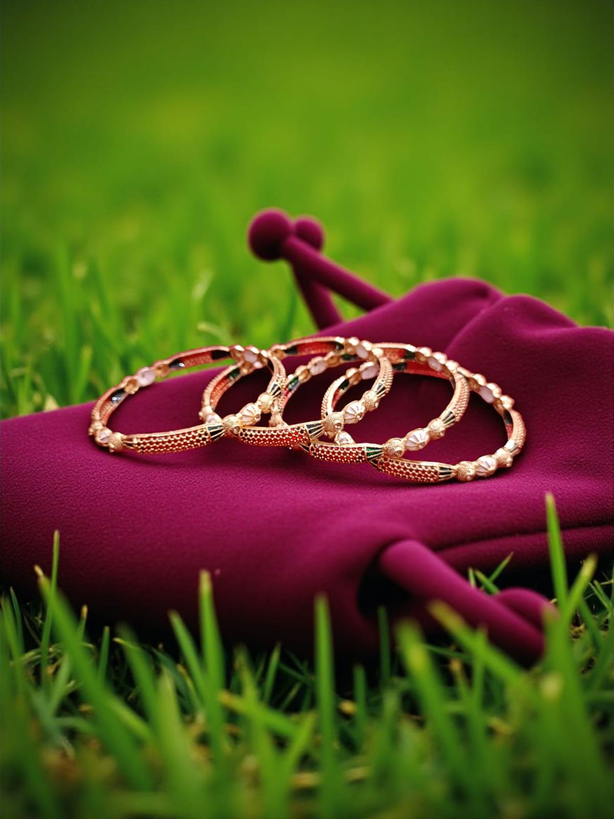 Elegant Gold Plated Bangles for Women – Set of 4