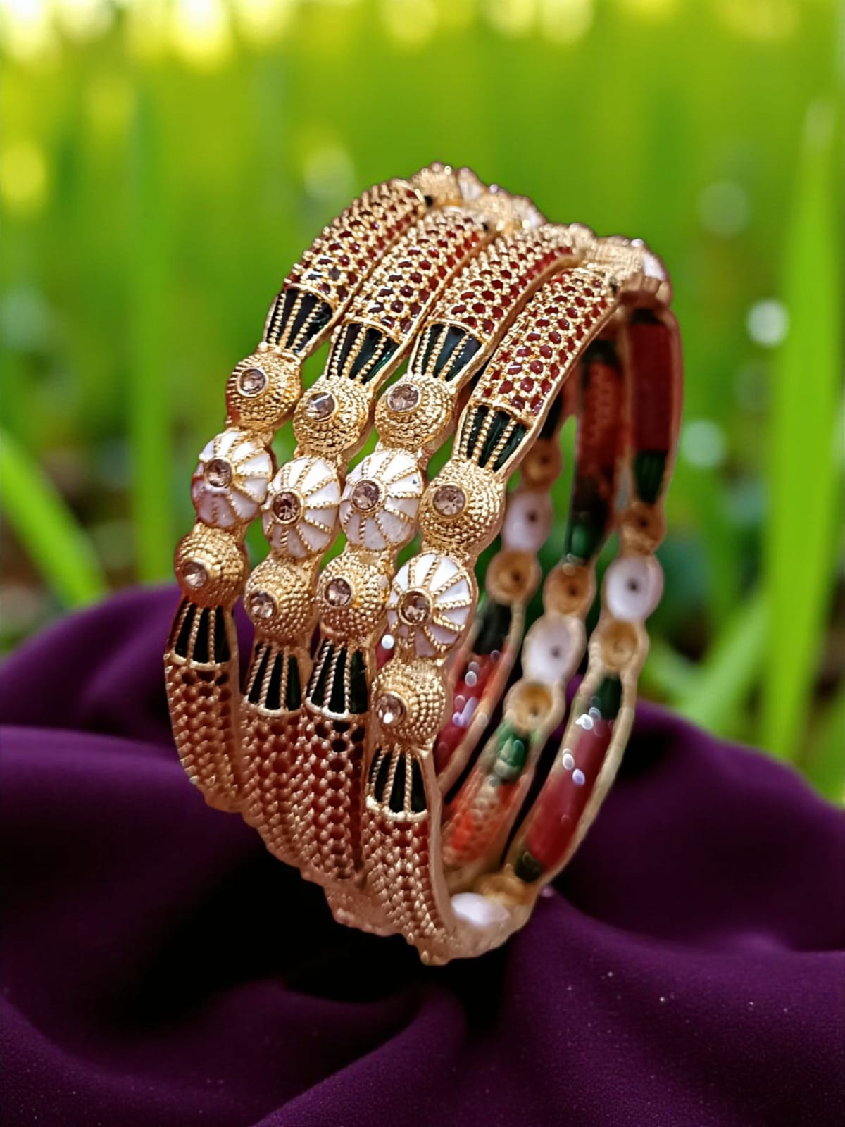 Elegant Gold Plated Bangles for Women – Set of 4
