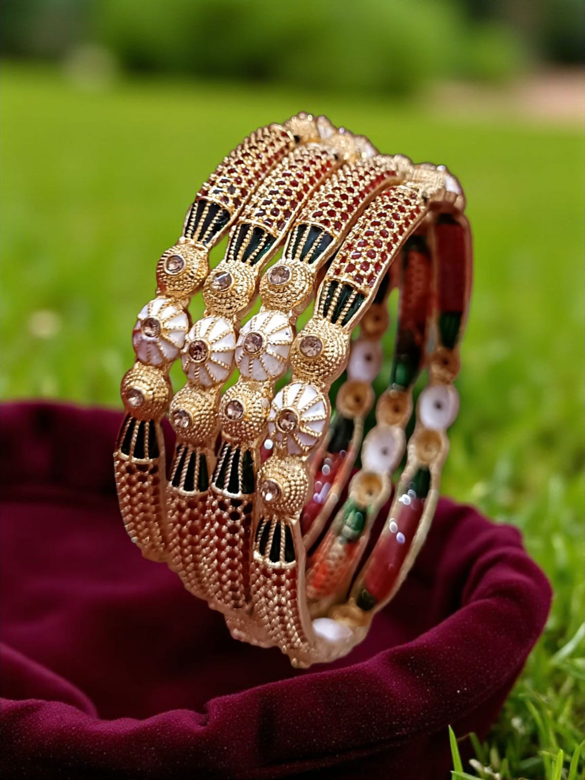 Elegant Gold Plated Bangles for Women – Set of 4