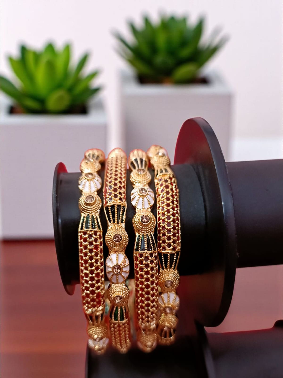 Elegant Gold Plated Bangles for Women – Set of 4
