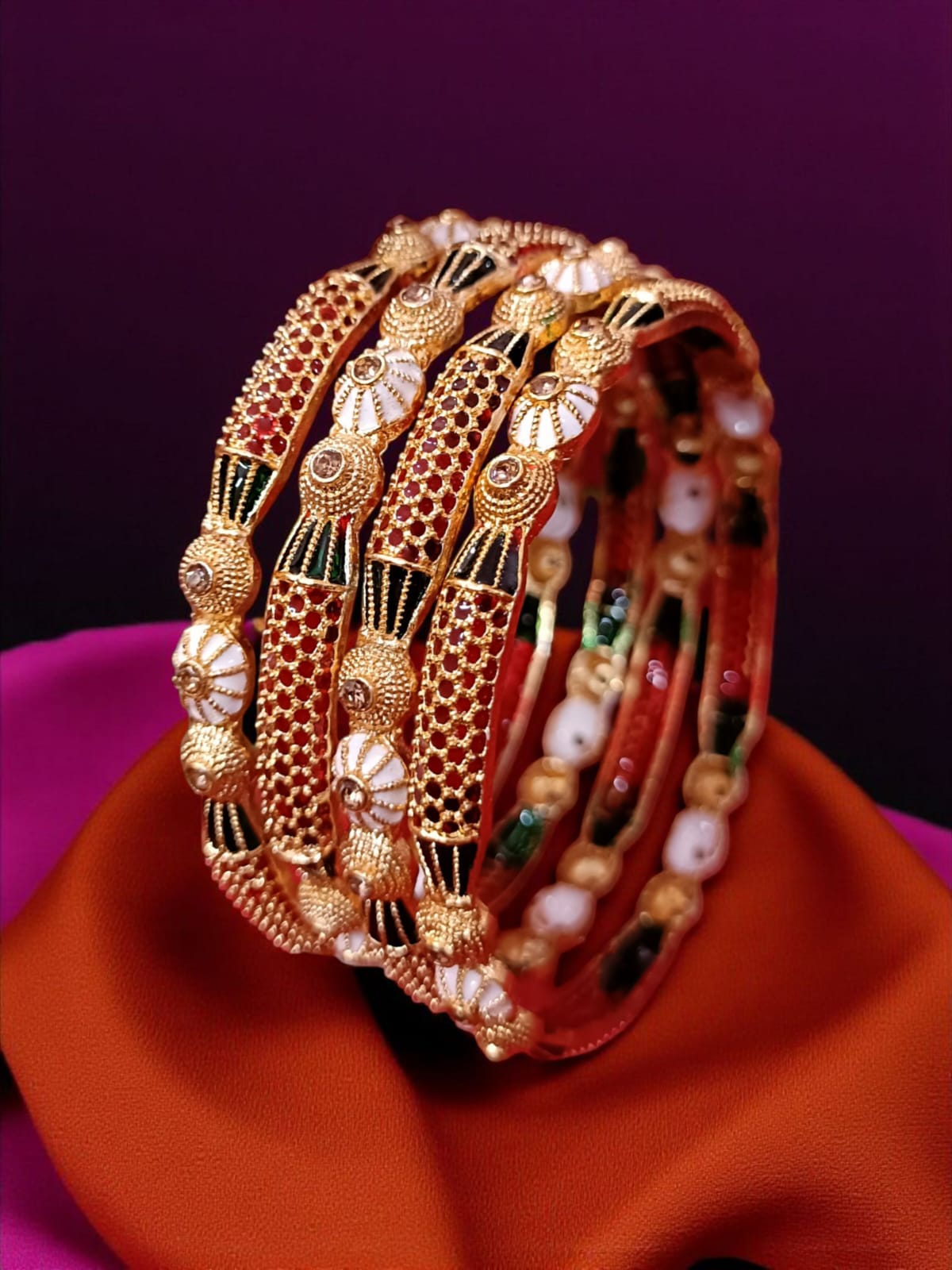 Elegant Gold Plated Bangles for Women – Set of 4