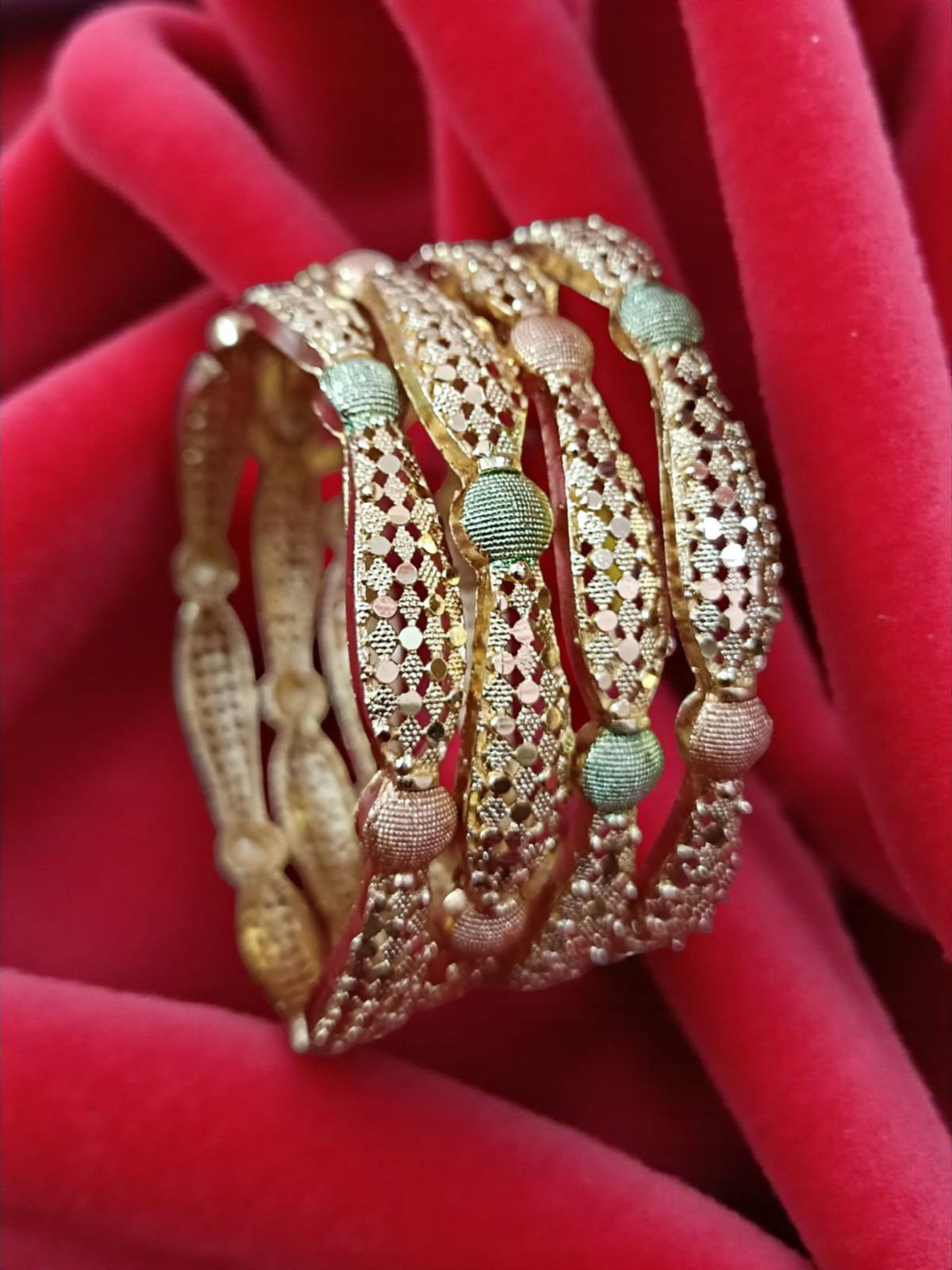 Fancy Gold Plated Designer Bangles – Set of 4