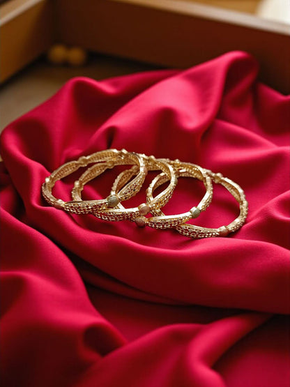 Fancy Gold Plated Designer Bangles – Set of 4