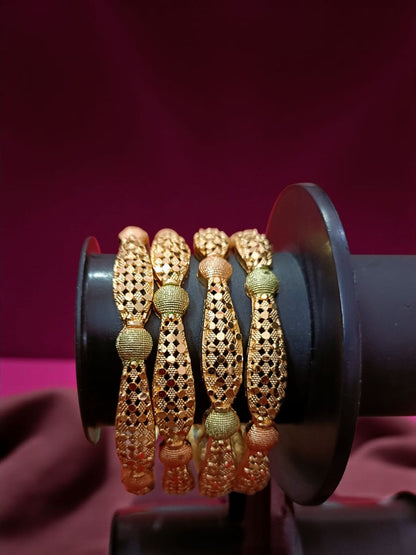 Fancy Gold Plated Designer Bangles – Set of 4