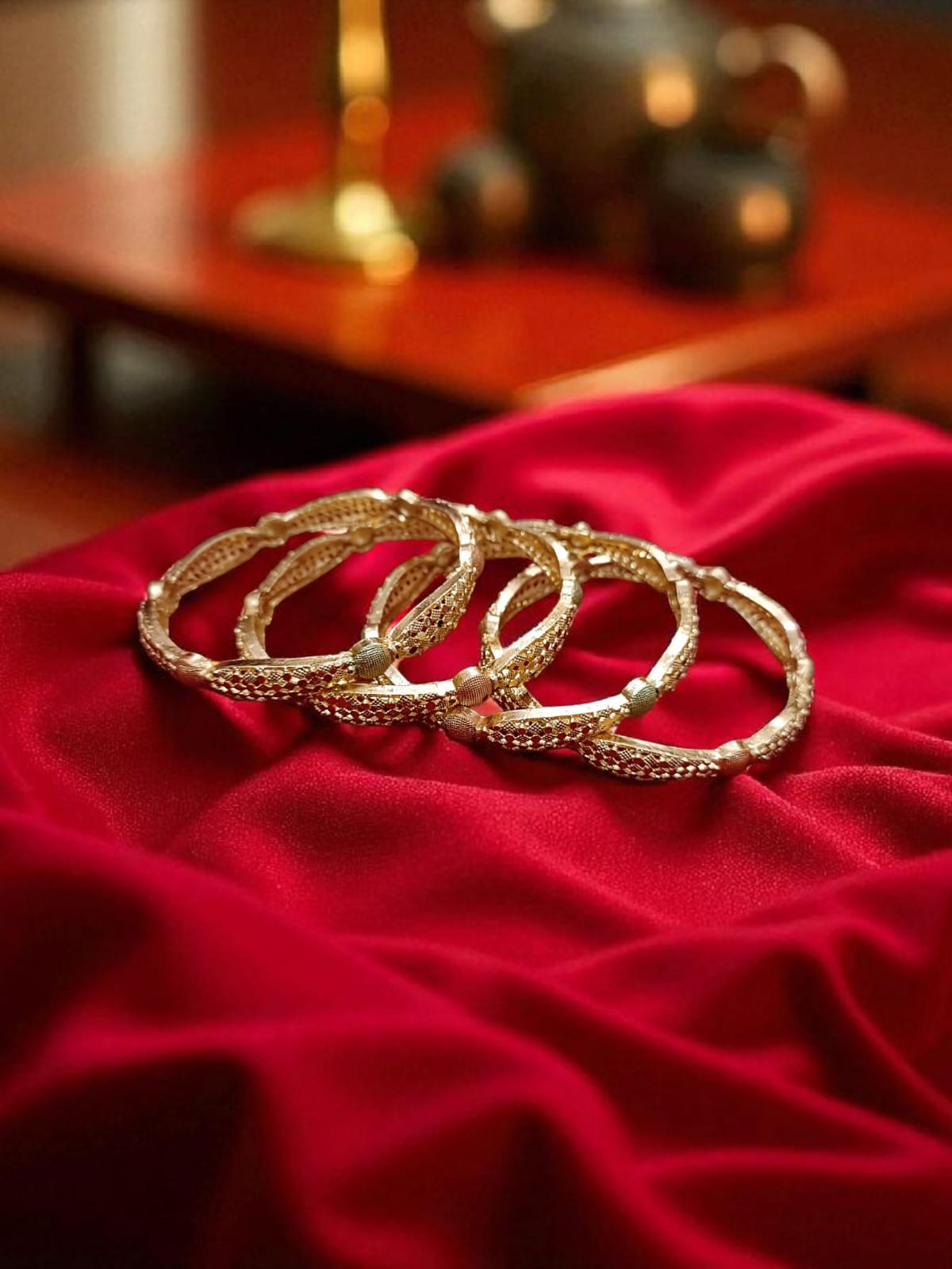 Fancy Gold Plated Designer Bangles – Set of 4