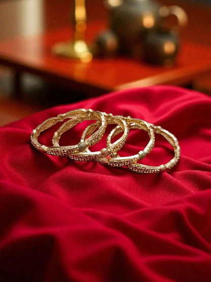 Fancy Gold Plated Designer Bangles – Set of 4