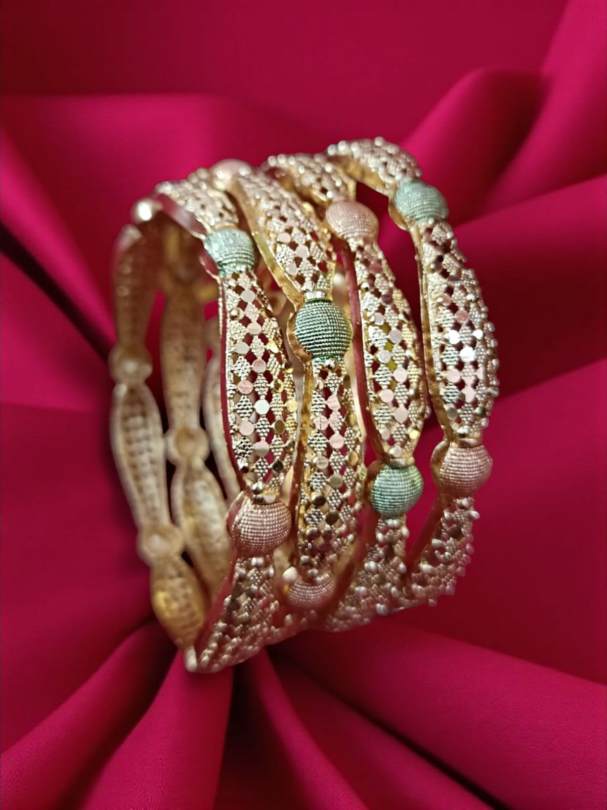 Fancy Gold Plated Designer Bangles – Set of 4